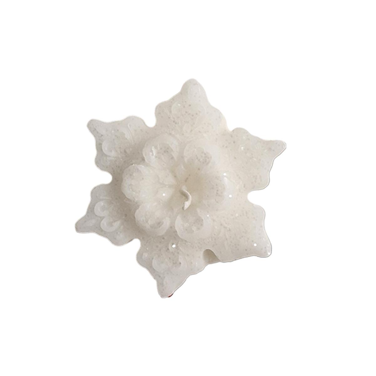 Candela Natale Profumata Fiocco Neve Bianco cm.6/7xh2 4 Modelli |Cereria Parma