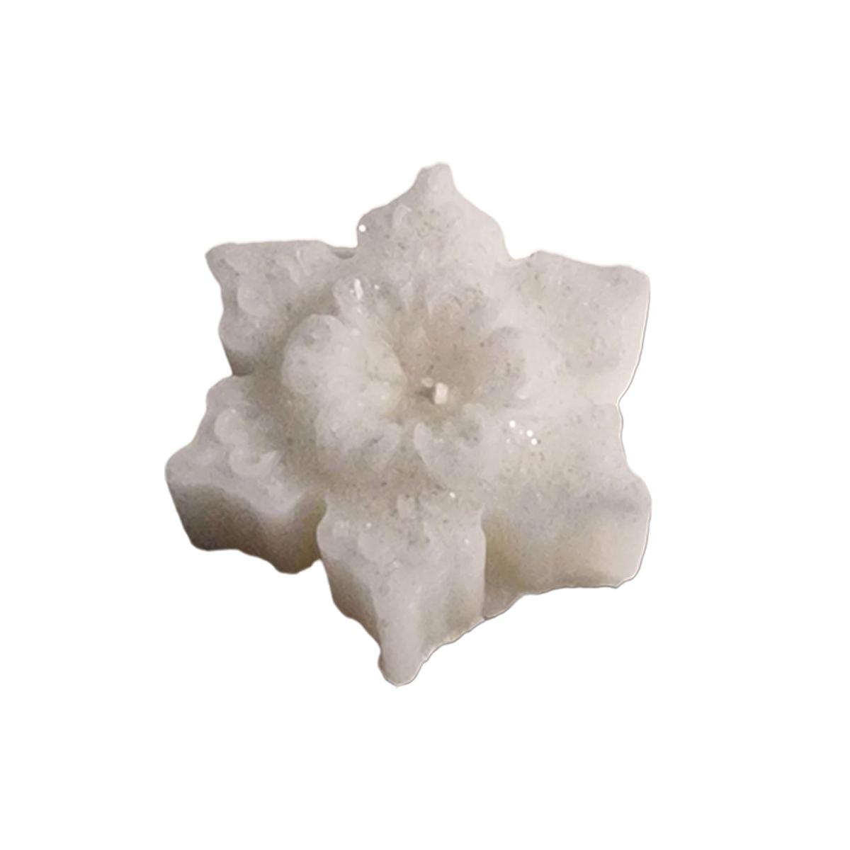 Candela Natale Profumata Fiocco Neve Bianco cm.6/7xh2 4 Modelli |Cereria Parma