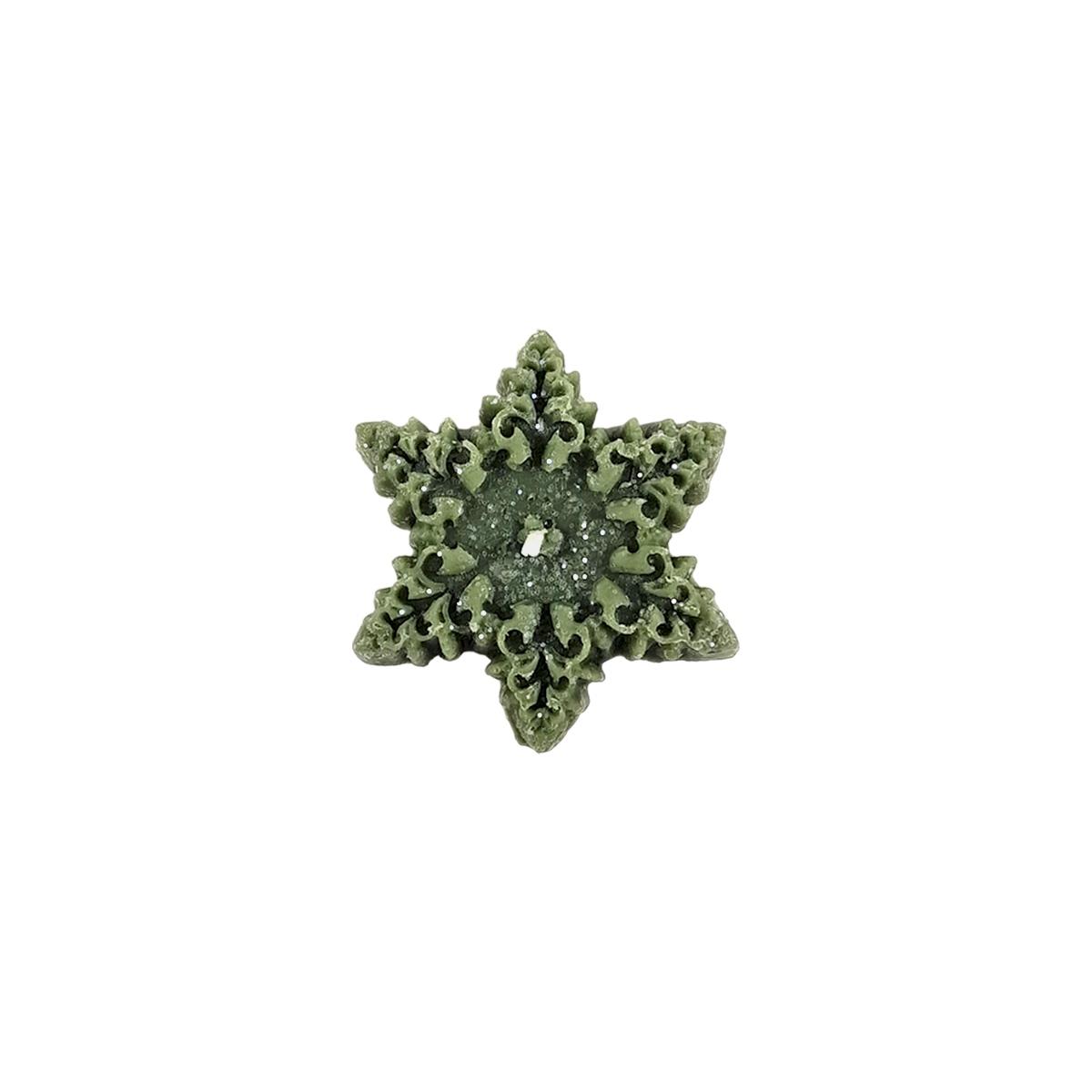 Candela Natale Profumata Fiocco Neve Verde cm.6/7xh2 4 Modelli |Cereria Parma