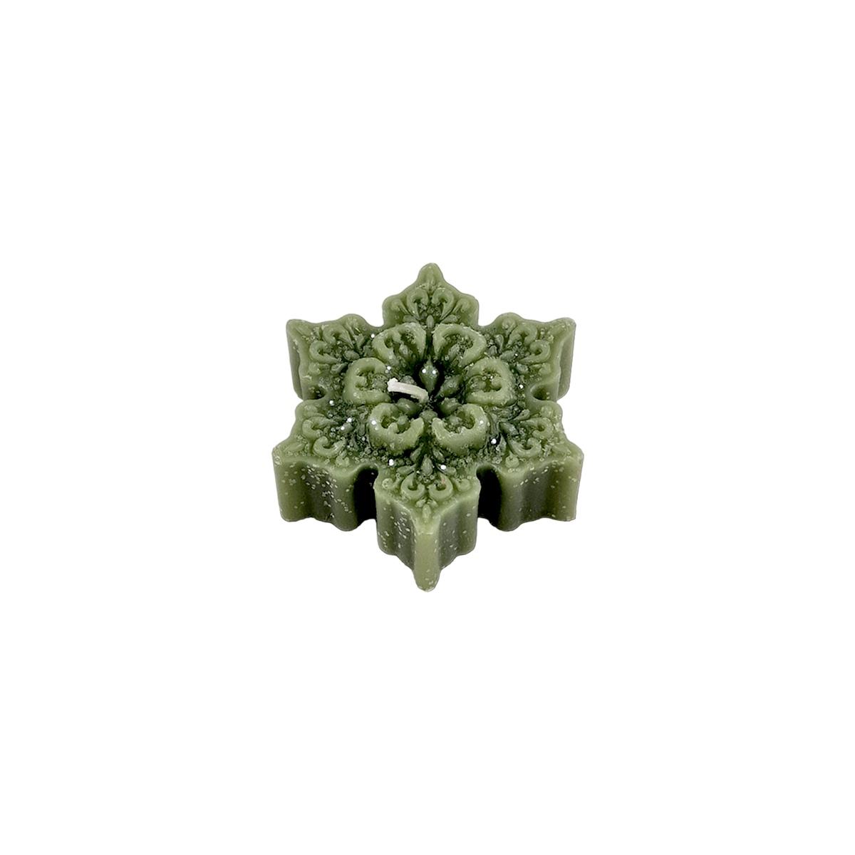 Candela Natale Profumata Fiocco Neve Verde cm.6/7xh2 4 Modelli |Cereria Parma