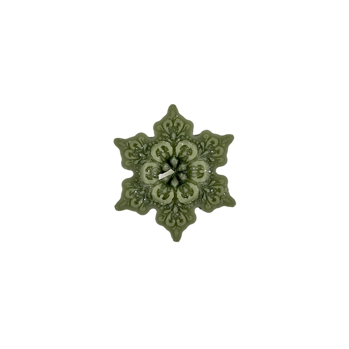 Candela Natale Profumata Fiocco Neve Verde cm.6/7xh2 4 Modelli |Cereria Parma