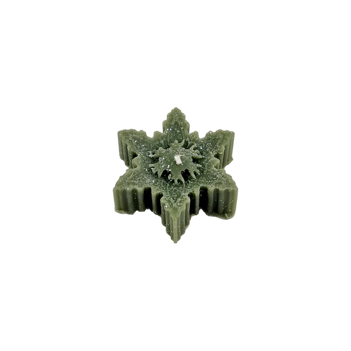 Candela Natale Profumata Fiocco Neve Verde cm.6/7xh2 4 Modelli |Cereria Parma