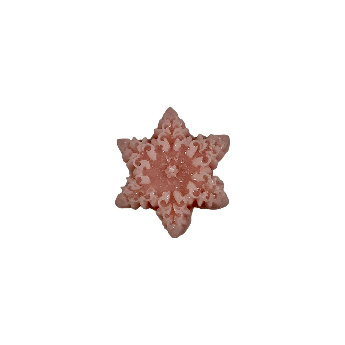 Candela Natale Profumata Fiocco Neve Rosa cm.6/7xh2 4 Modelli |Cereria Parma