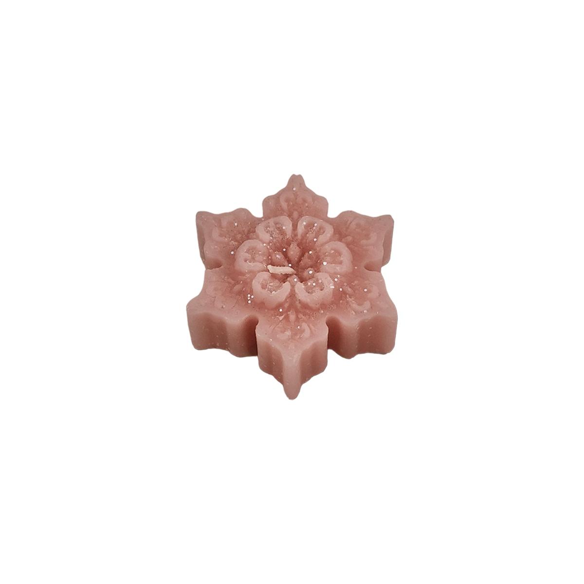 Candela Natale Profumata Fiocco Neve Rosa cm.6/7xh2 4 Modelli |Cereria Parma