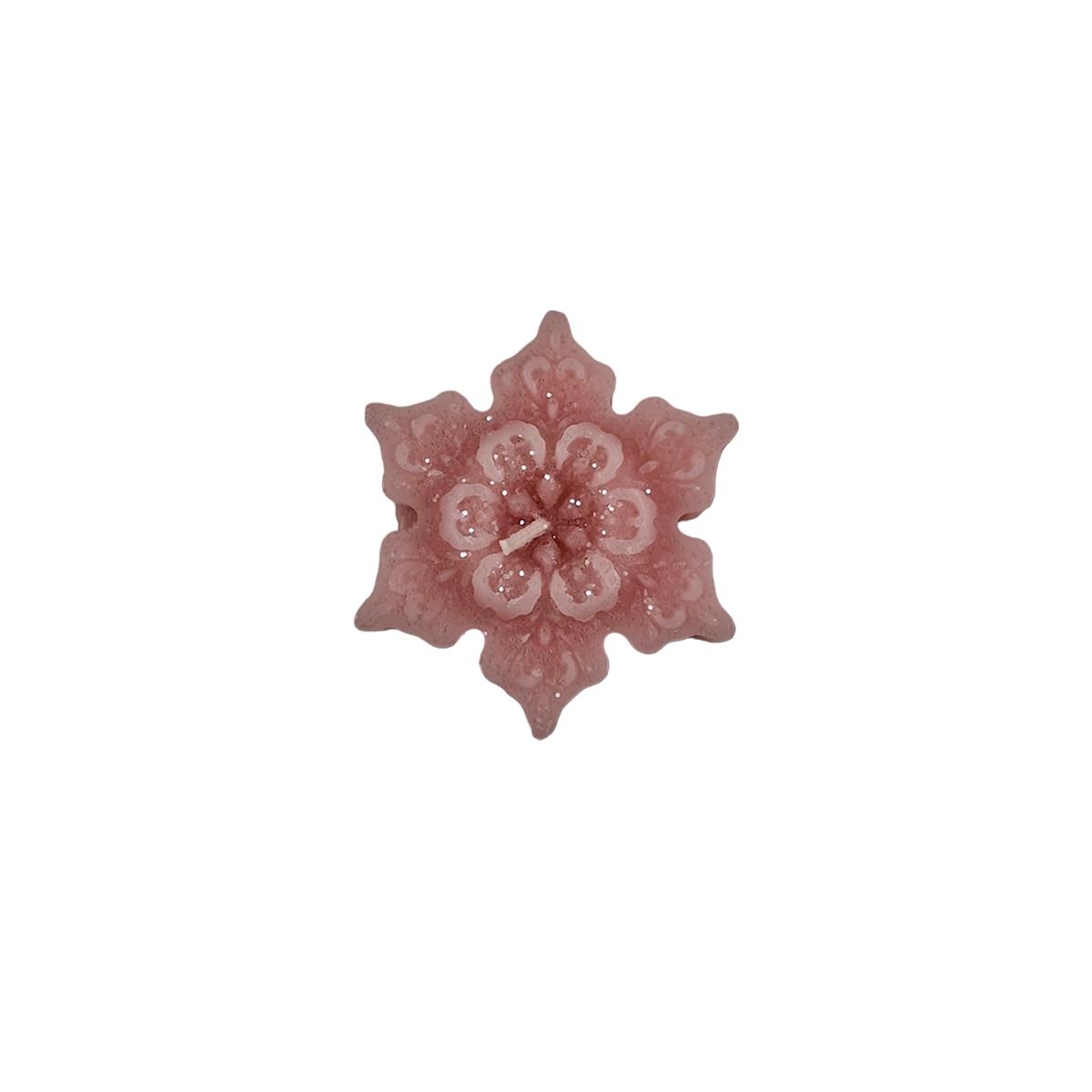 Candela Natale Profumata Fiocco Neve Rosa cm.6/7xh2 4 Modelli |Cereria Parma