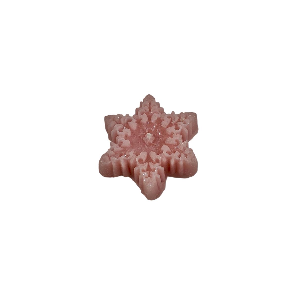 Candela Natale Profumata Fiocco Neve Rosa cm.6/7xh2 4 Modelli |Cereria Parma