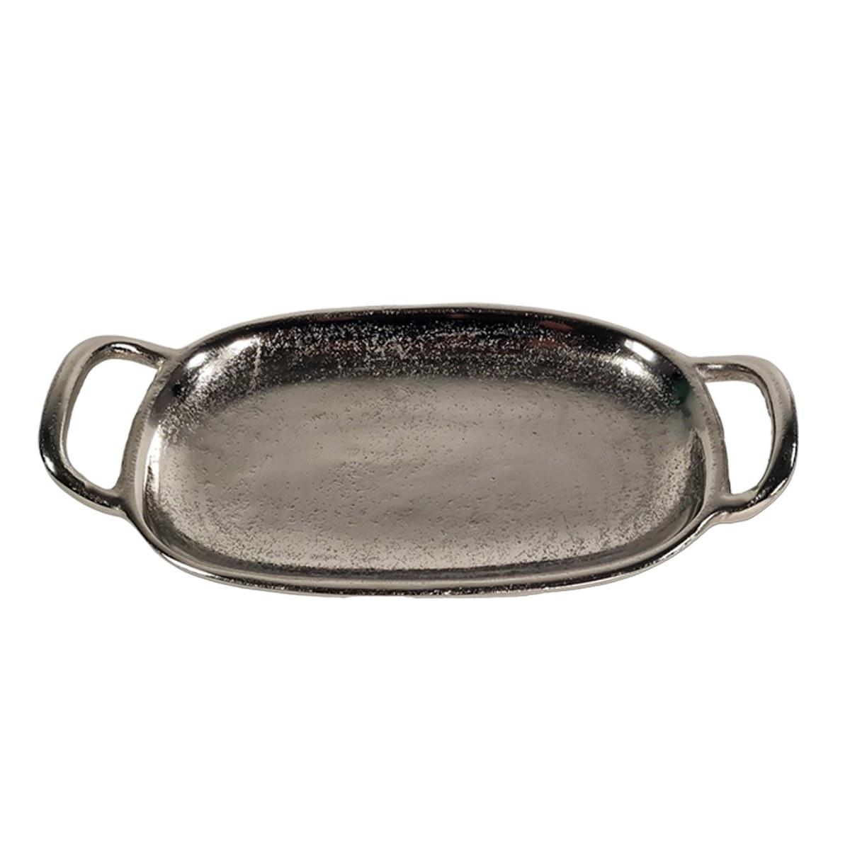 Vassoio Metallo Argento Ovale con Maniglie Set pz.2 | Innova