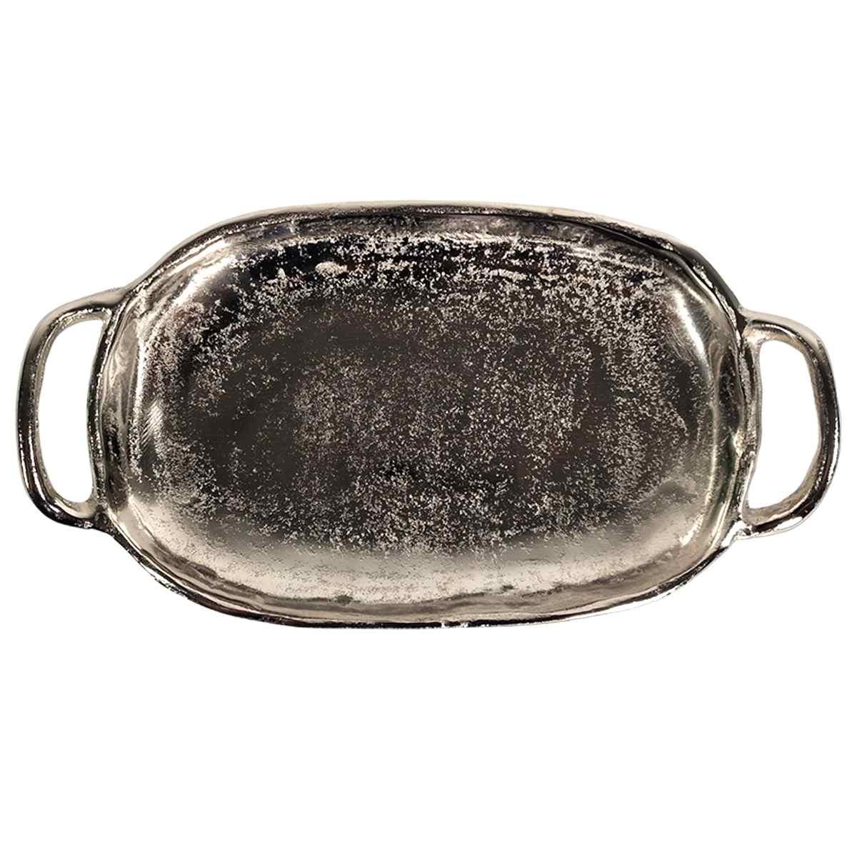 Vassoio Metallo Argento Ovale con Maniglie Set pz.2 | Innova