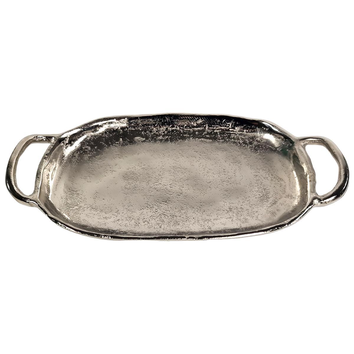 Vassoio Metallo Argento Ovale con Maniglie Set pz.2 | Innova