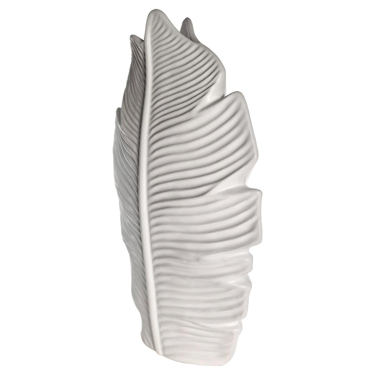 Vaso Ceramica Gea Foglia Bianco cm.31x16x4 | Innova