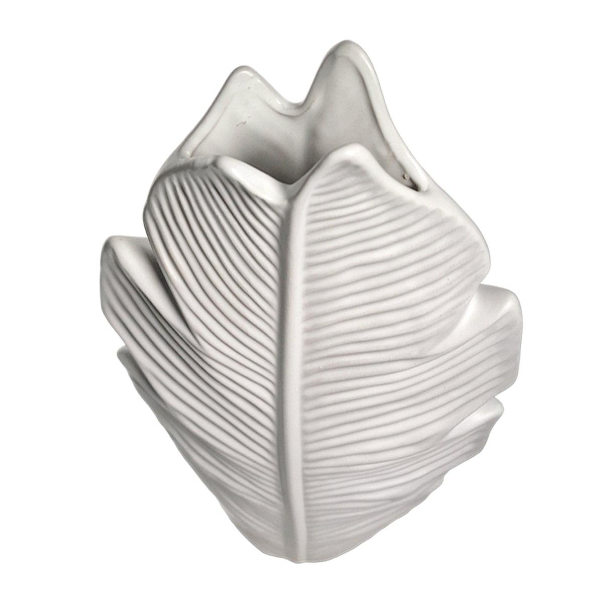 Vaso Ceramica Gea Foglia Bianco cm.31x16x4 | Innova