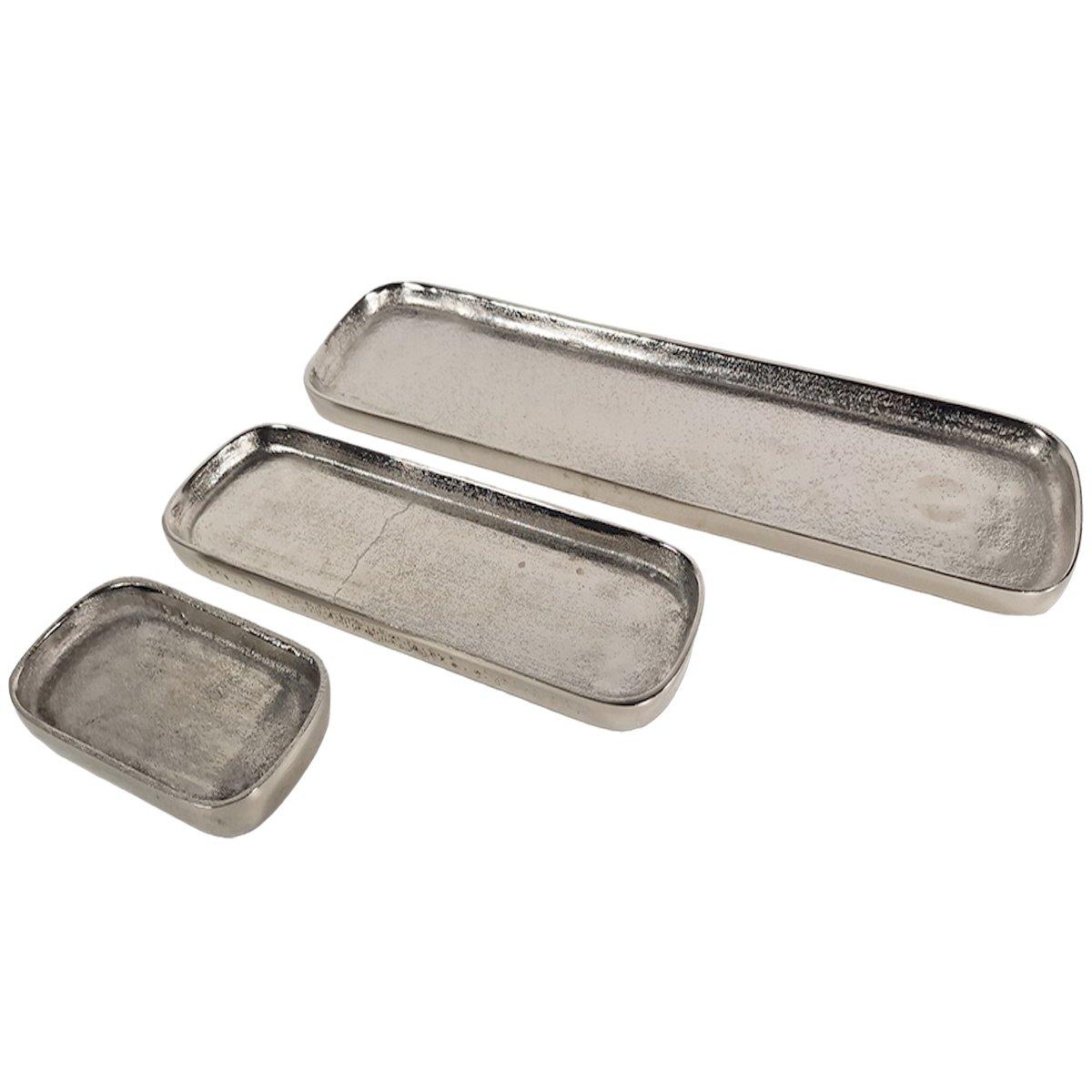 Vassoio Metallo Argento Rettangolare Set pz.3 | Innova