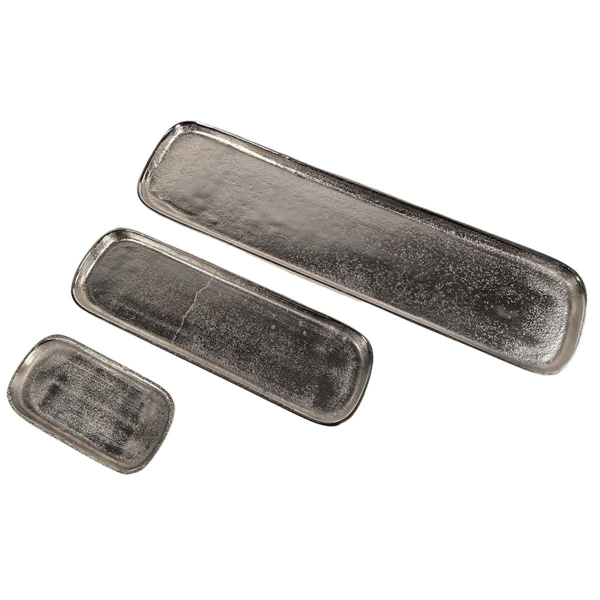 Vassoio Metallo Argento Rettangolare Set pz.3 | Innova