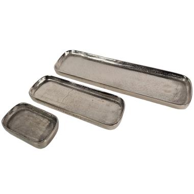Vassoio Metallo Argento Rettangolare Set pz.3 | Innova