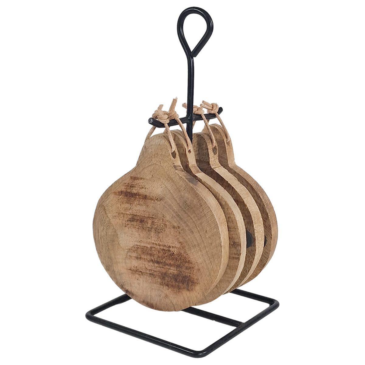 Tagliere Natalizio Cucina Legno con Stand Set pz.4 |Innova