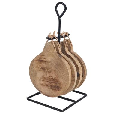 Tagliere Natalizio Cucina Legno con Stand Set pz.4 |Innova
