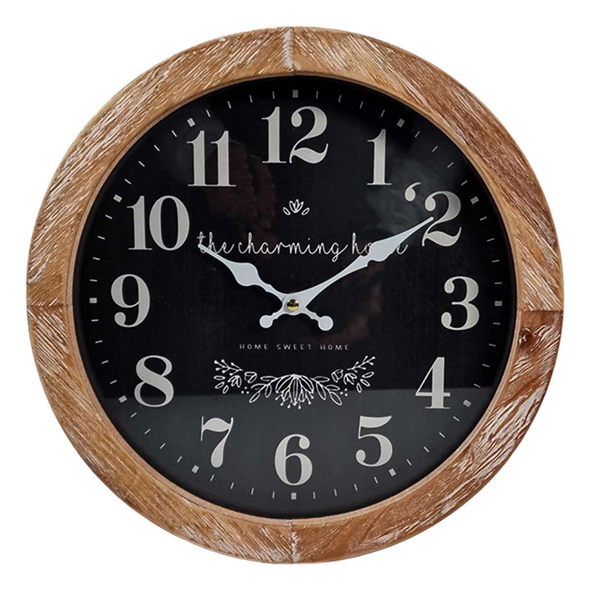 Orologio a Parete cm.Ã˜30 Legno con Quadrante Nero | Innova