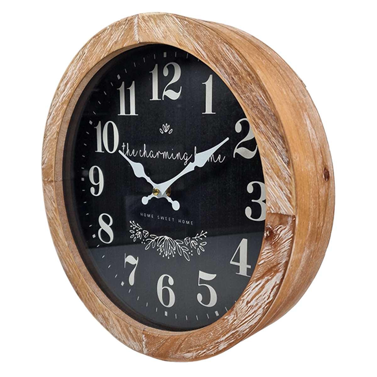 Orologio a Parete cm.Ã˜30 Legno con Quadrante Nero | Innova