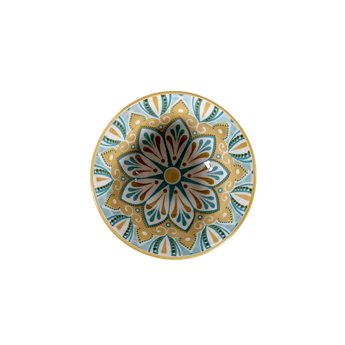 Ciotola Insalatiera cm.Ø9 Porcellana Gialla con Decori | Casa Conte