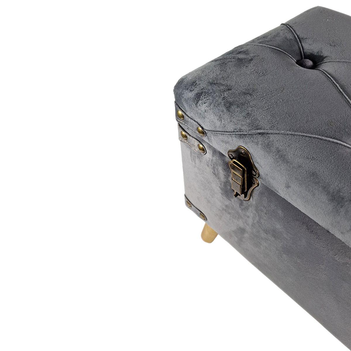 Baule Legno Velluto Grigio con Gambe cm.48x30xh40 | Silani