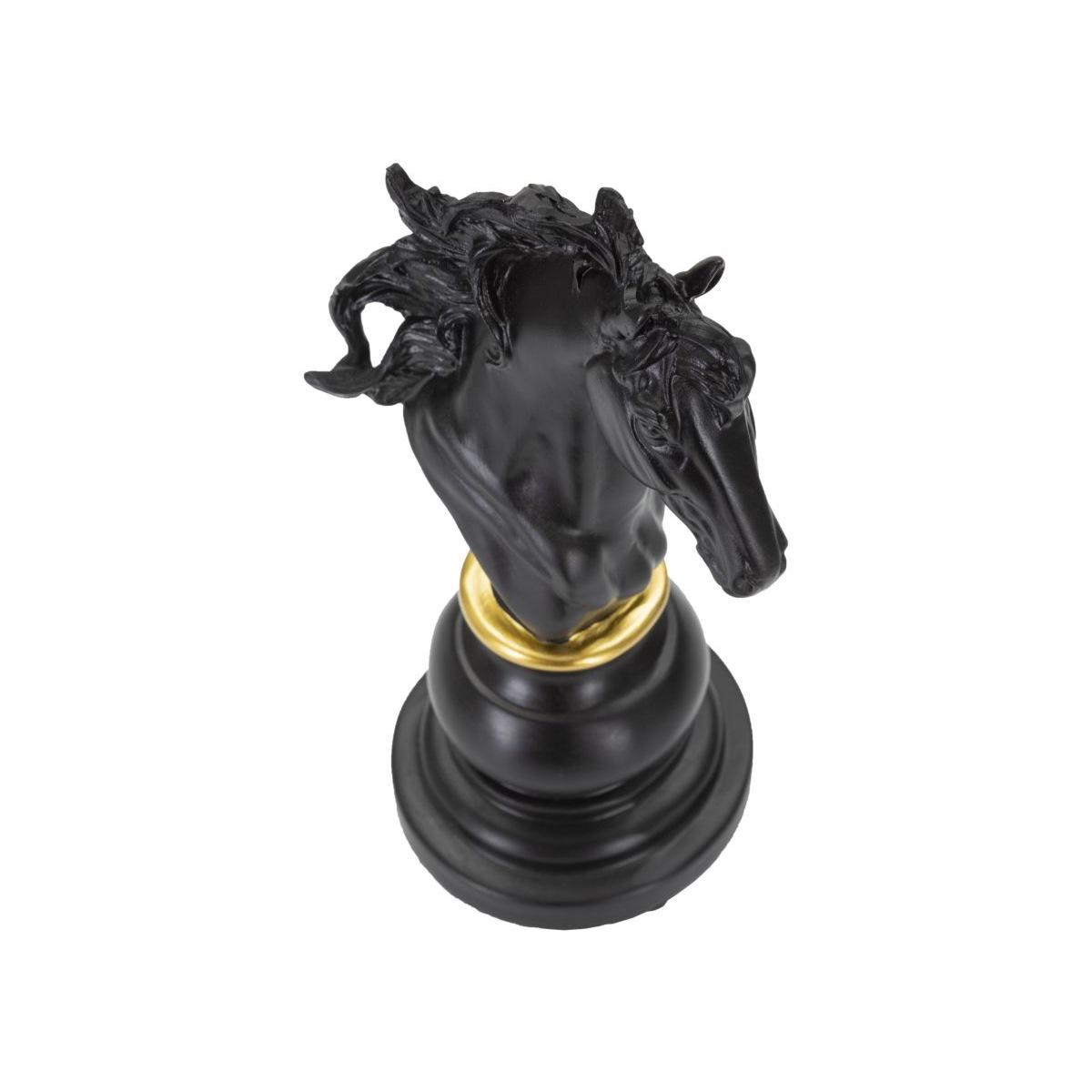 Scacchi Cavallo Nero Oro Cm 14x11x27 |Mauro Ferretti