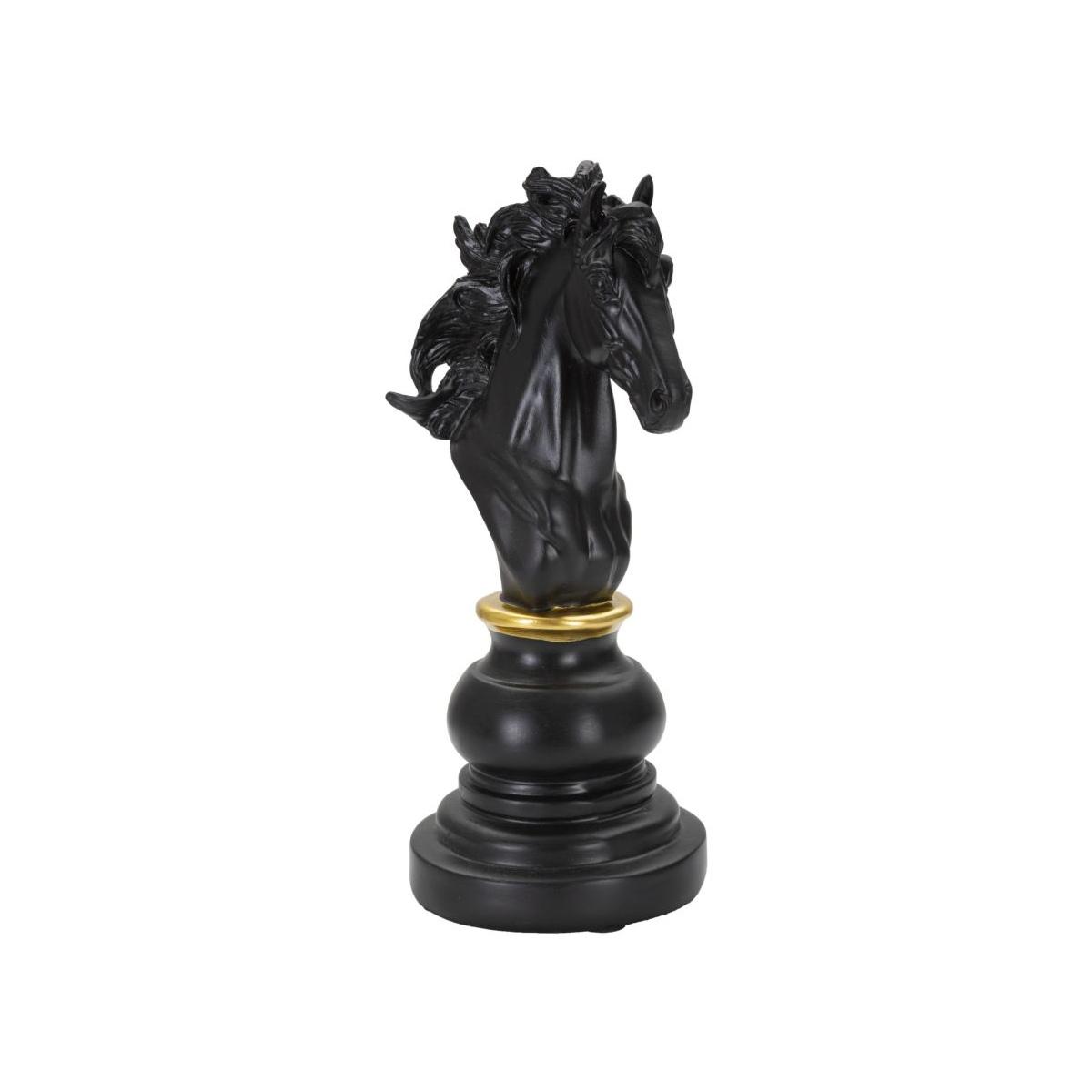Scacchi Cavallo Nero Oro Cm 14x11x27 |Mauro Ferretti