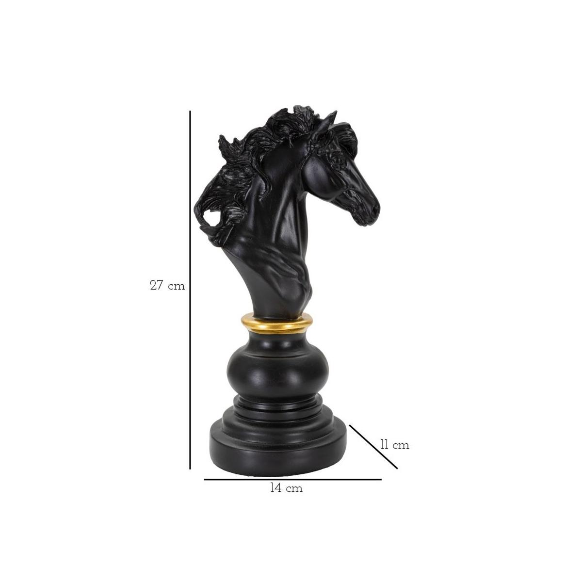 Scacchi Cavallo Nero Oro Cm 14x11x27 |Mauro Ferretti