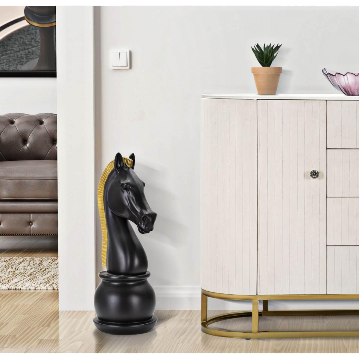 Cavallo Nero E Oro cm.Ø18,5x50 |Mauro Ferretti