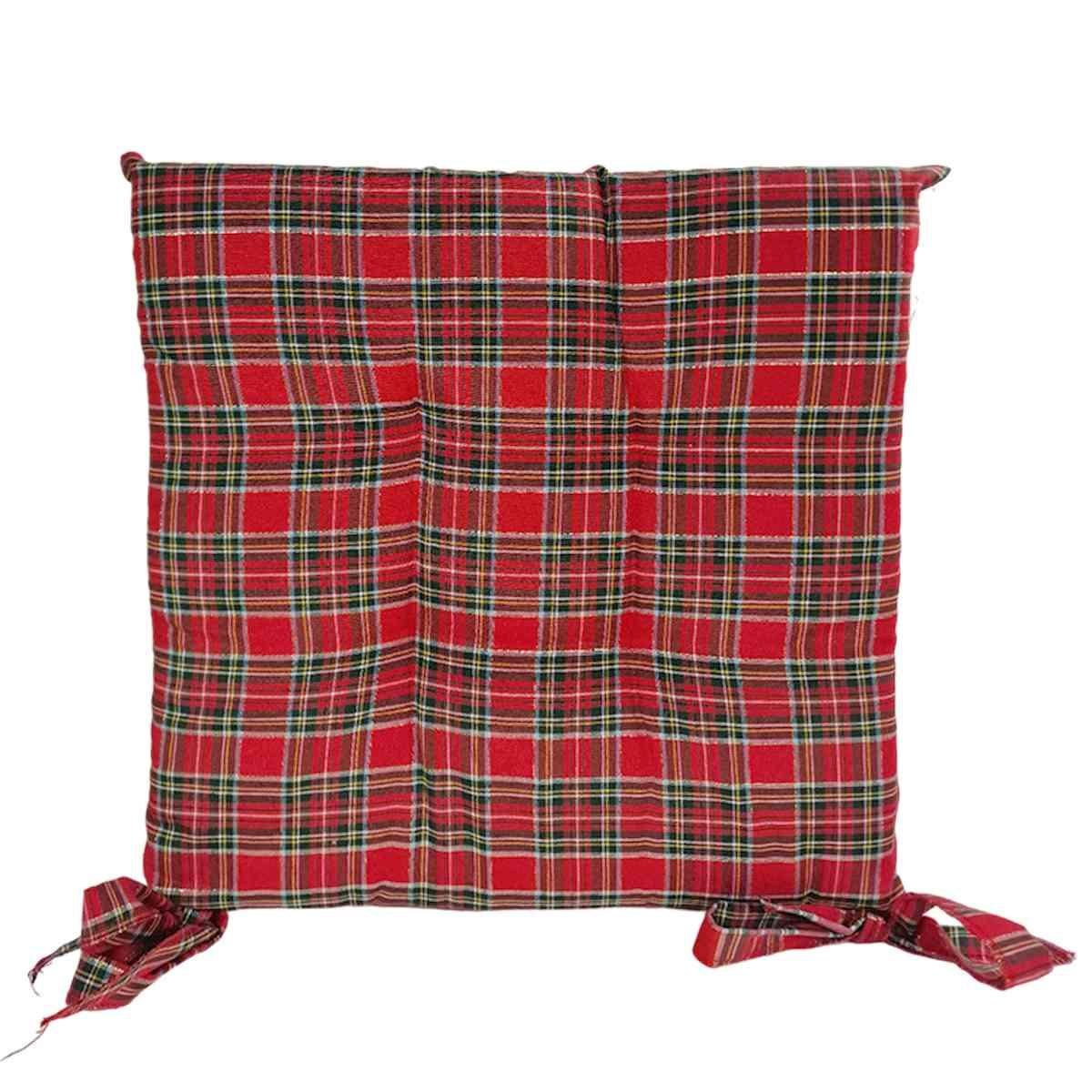Cuscino Sedia in Tessuto Natale Scozzese Lurex cm.40x40 |Alore Casa