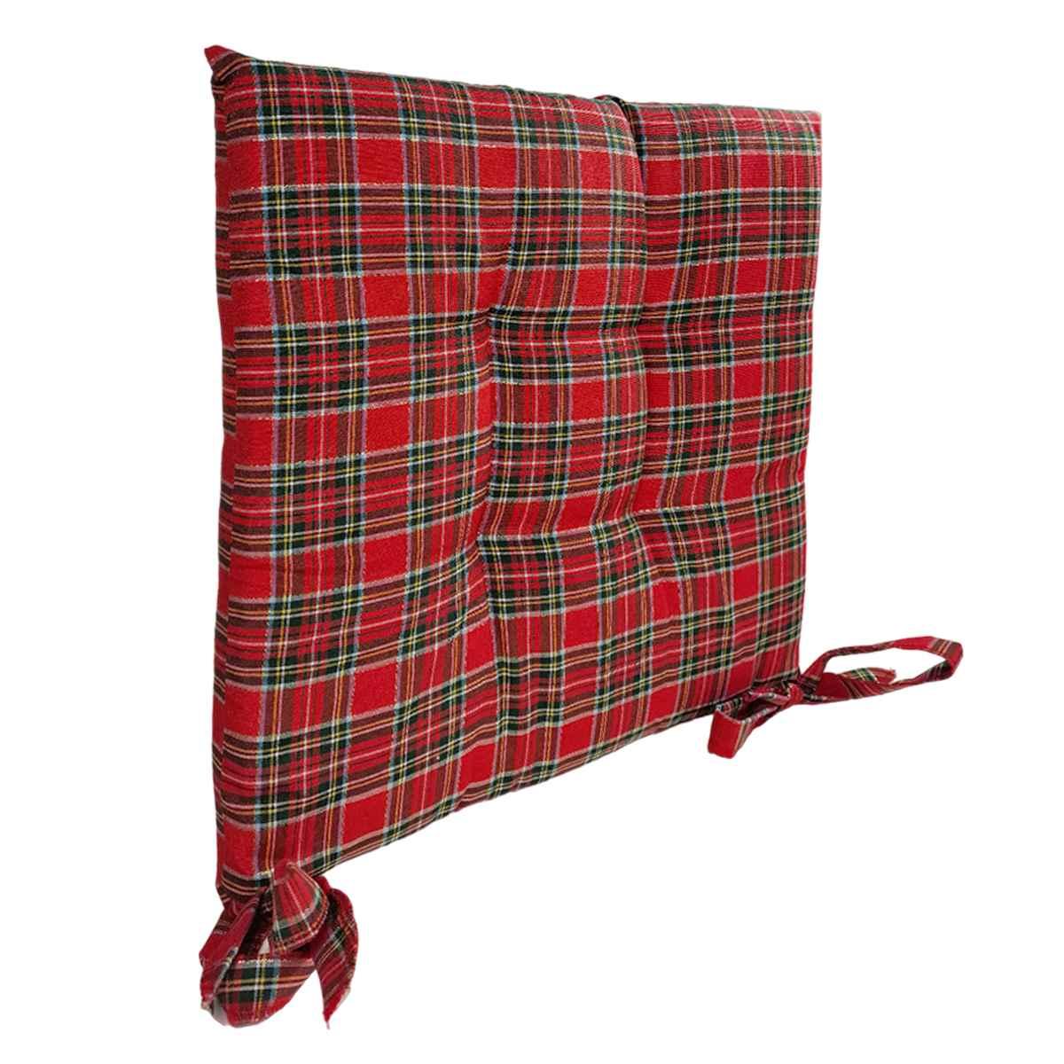 Cuscino Sedia in Tessuto Natale Scozzese Lurex cm.40x40 |Alore Casa
