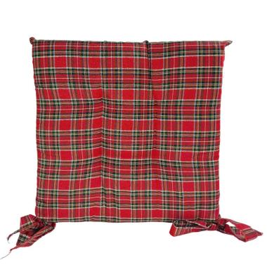 Cuscino Sedia in Tessuto Natale Scozzese Lurex cm.40x40 |Alore Casa