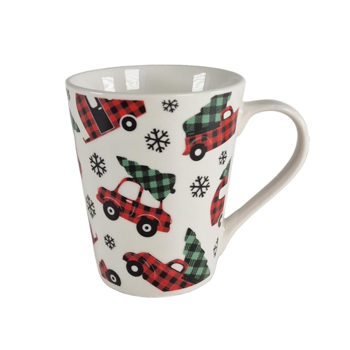 Tazza Natalizia Natale Colazione Mug Decoro Furgoncino con Albero ml.310 |H&H