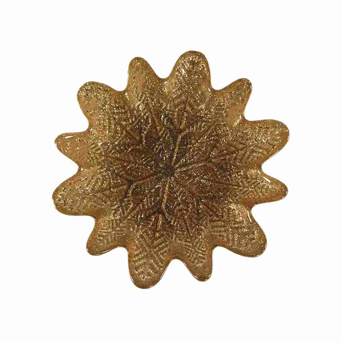 Piattino Tavola Natale Medusa Vetro Oro cm.16x16x3 |M2 Store