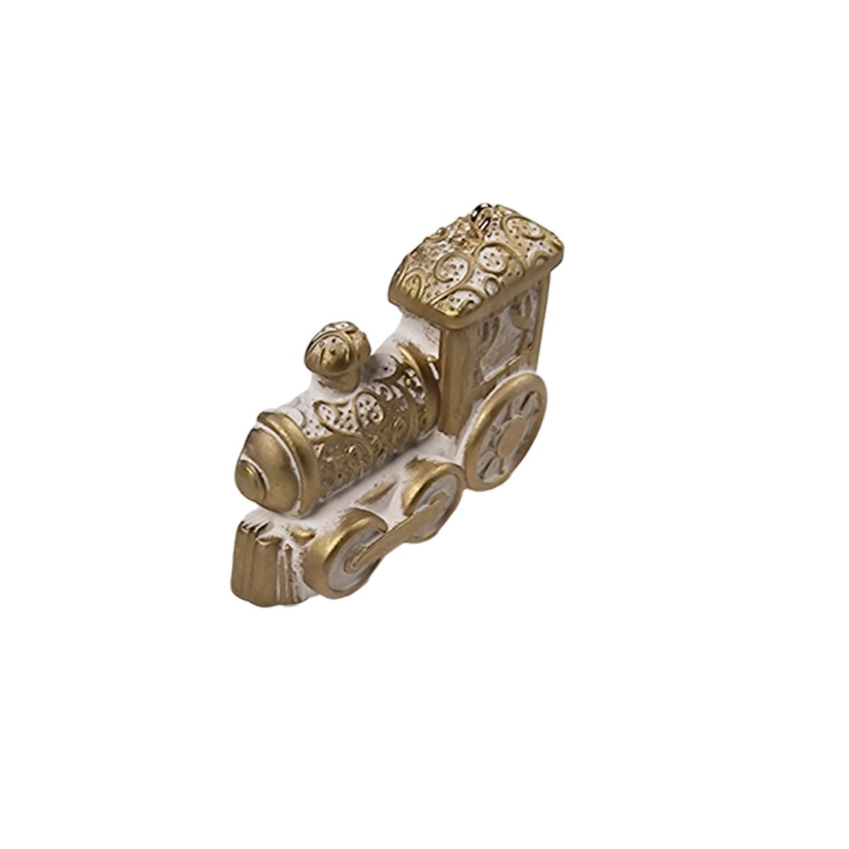 Appendino Trenino Locomotiva da Appendere Bianco e Oro cm.7x5x1,5 |Moranduzzo