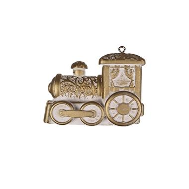 Appendino Trenino Locomotiva da Appendere Bianco e Oro cm.7x5x1,5 |Moranduzzo