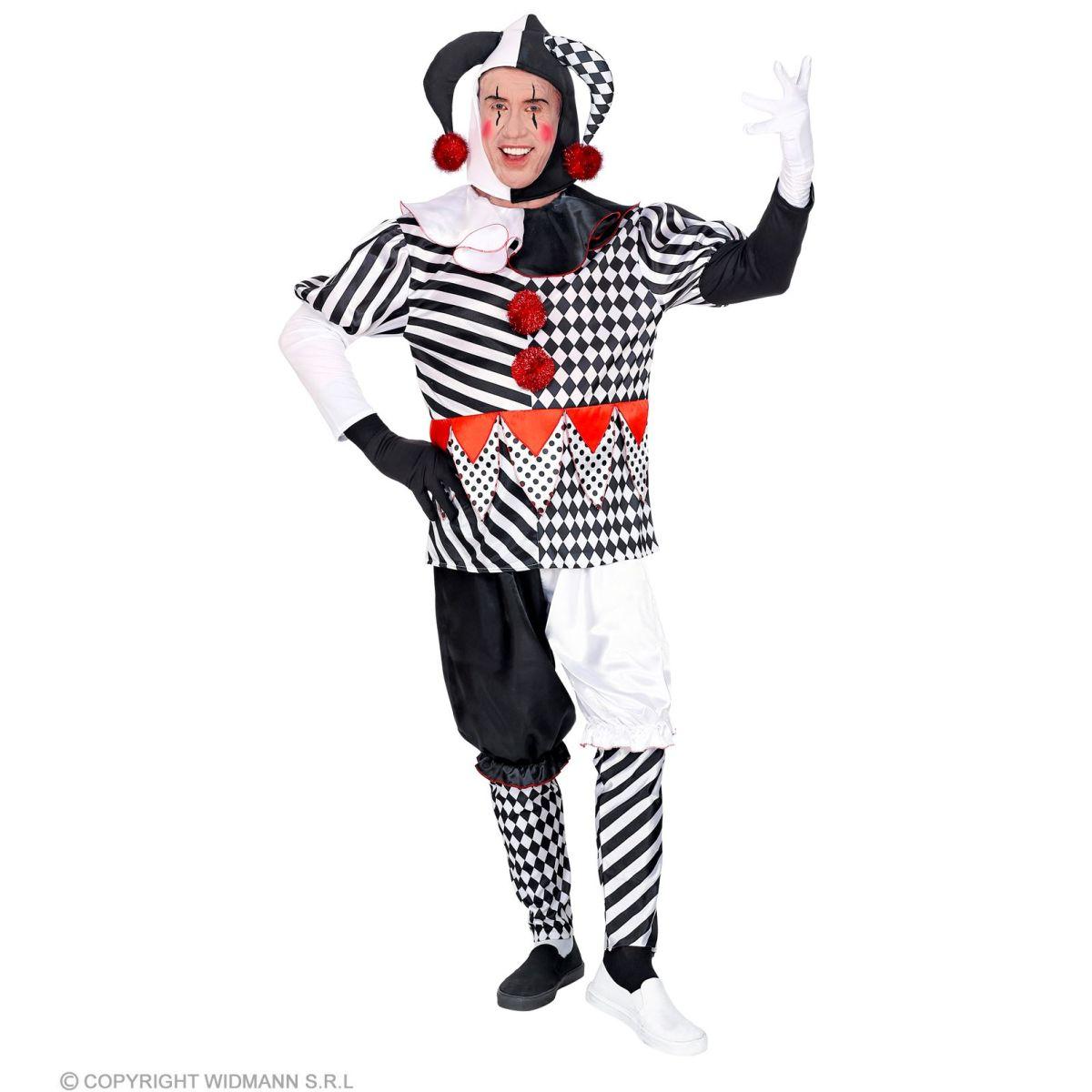 Costume Clown Arlecchino Bianco e Nero |Widmann