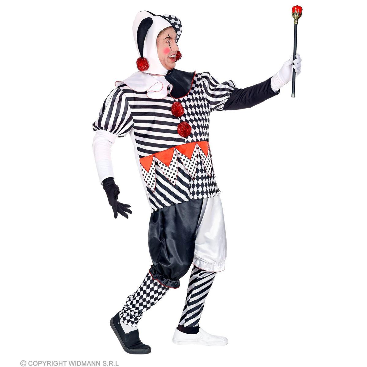 Costume Clown Arlecchino Bianco e Nero |Widmann