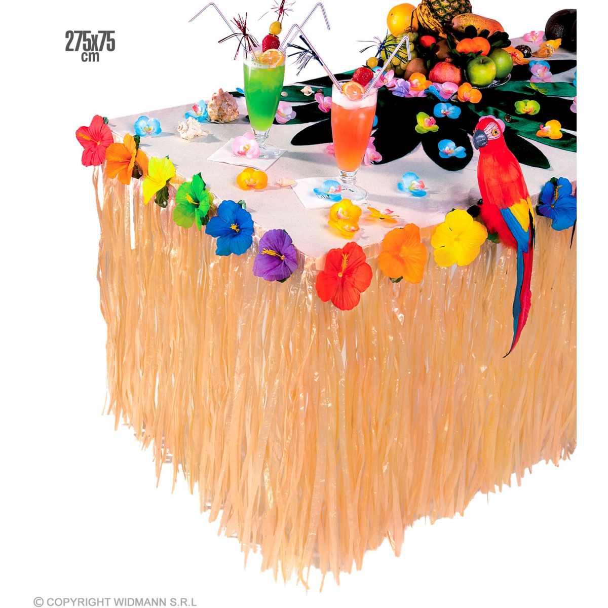 Decorazione Tavolo Hawaii Beige con Fiori cm.275x75 |Widmann