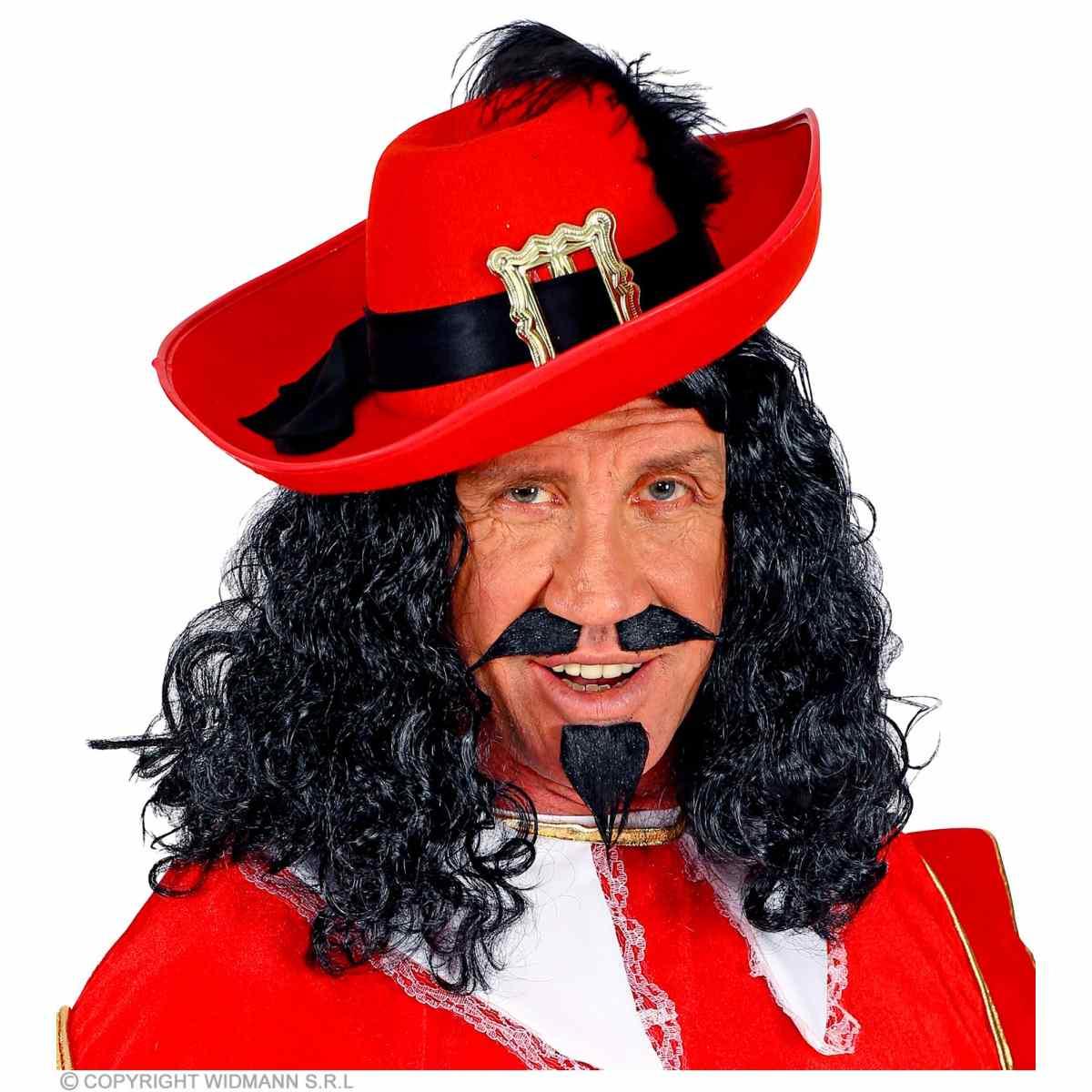 Parrucca Moschettiere Nera con Pizzetto e Baffi |Widmann