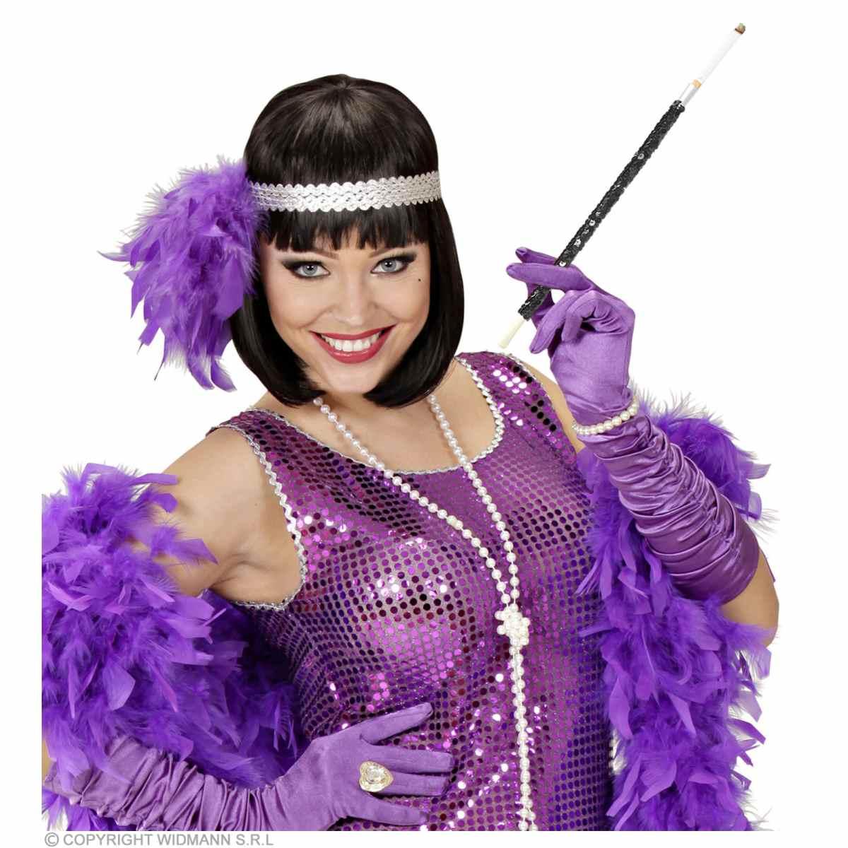 Bocchino Sigaretta Paillettes Nere cm.30 |Widmann