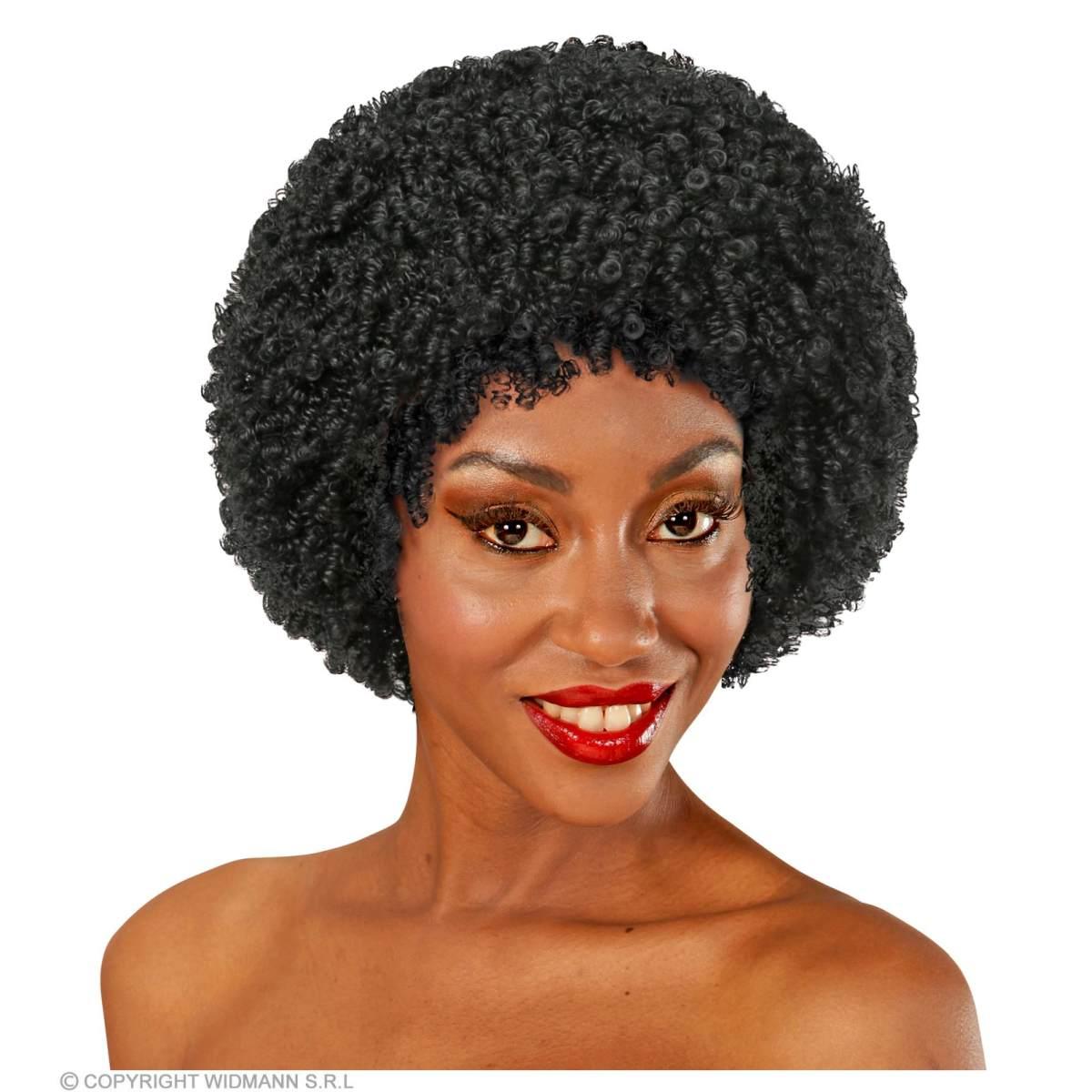 Parrucca Afro Nera Riccia Anni '70/'80 |Widmann
