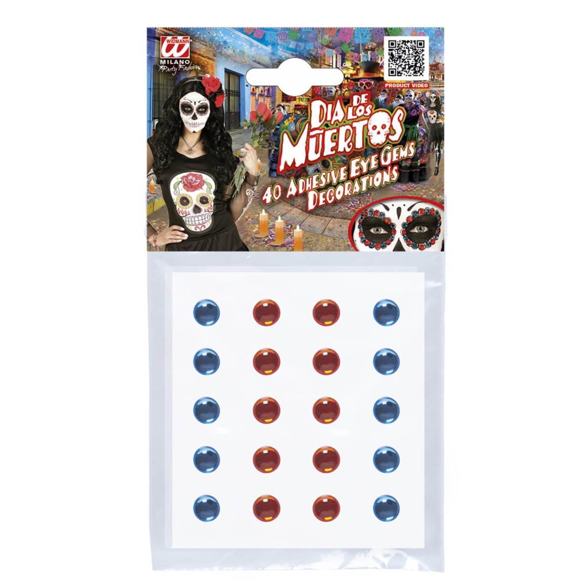 Trucco Decorazioni Adesive Viso Gemme Blu Ambra pz.40 |Widmann