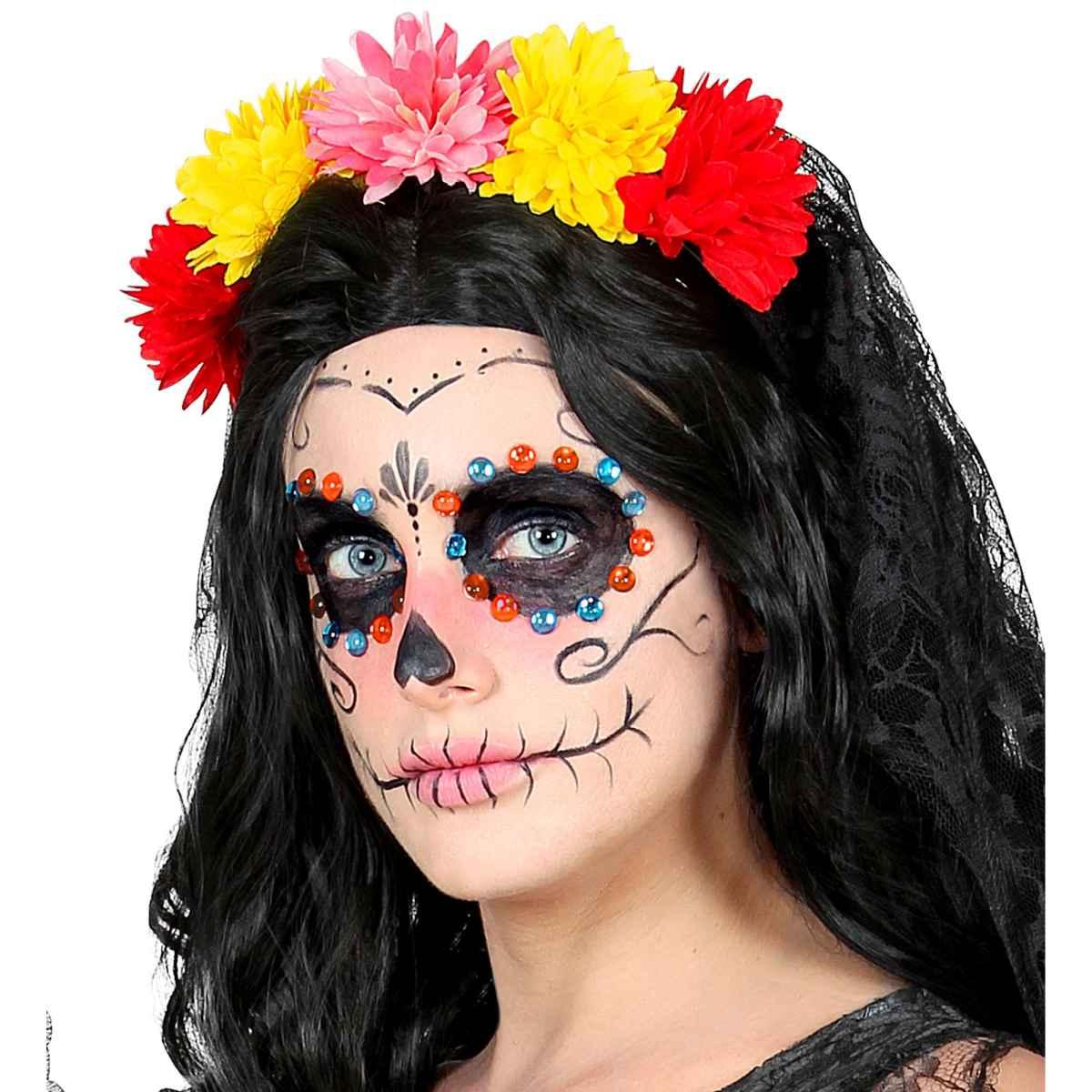 Trucco Decorazioni Adesive Viso Gemme Blu Ambra pz.40 |Widmann