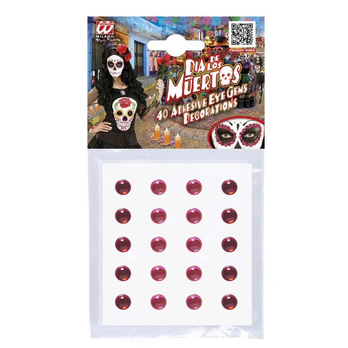 Trucco Decorazioni Adesive Viso Gemme Rosso Rosa pz.40 |Widmann