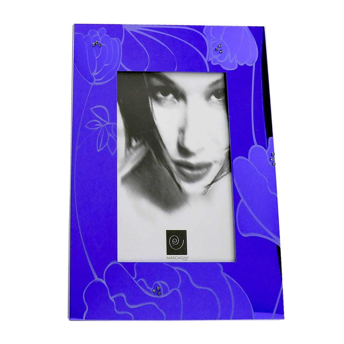 Cornice cm.13x18 Viola con Decori Fiori | Mascagni