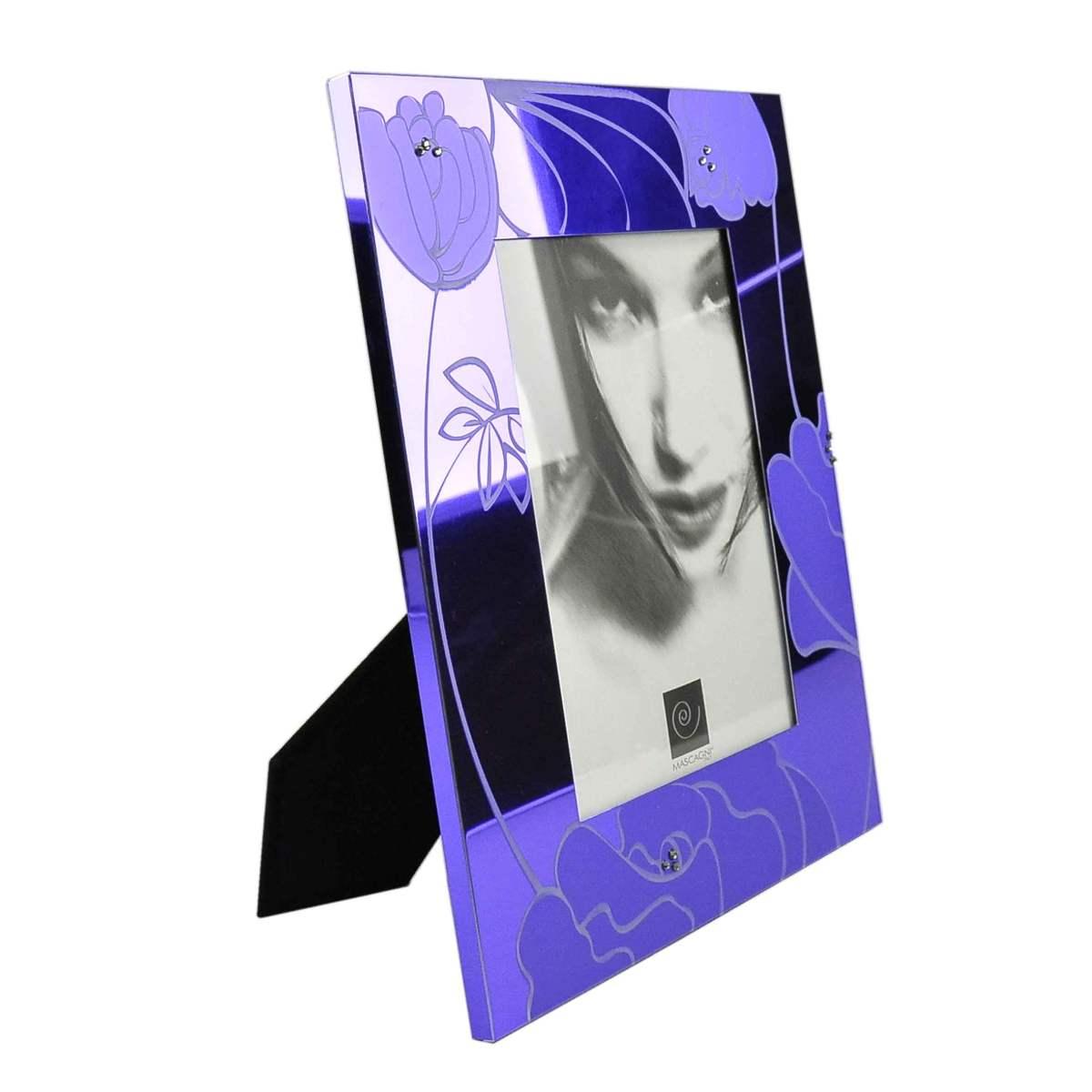 Cornice cm.13x18 Viola con Decori Fiori | Mascagni