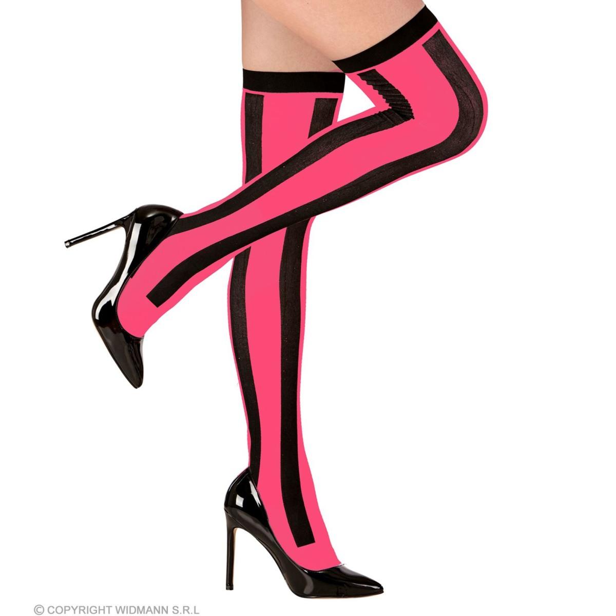 Collant Autoreggenti Righe Nere Fucsia |Widmann