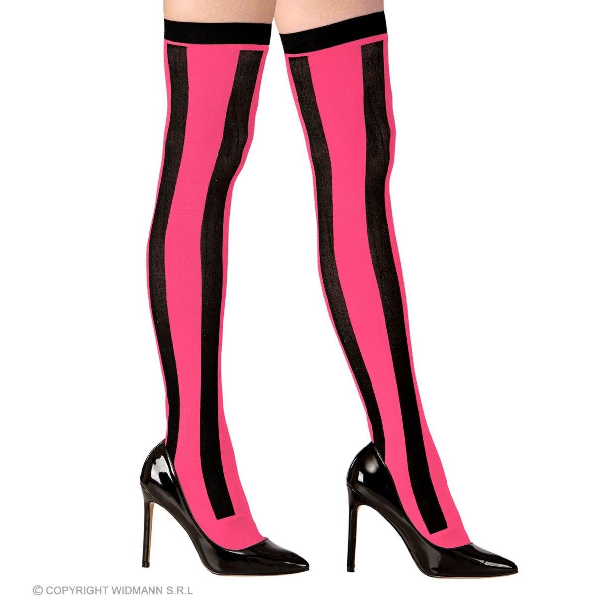 Collant Autoreggenti Righe Nere Fucsia |Widmann