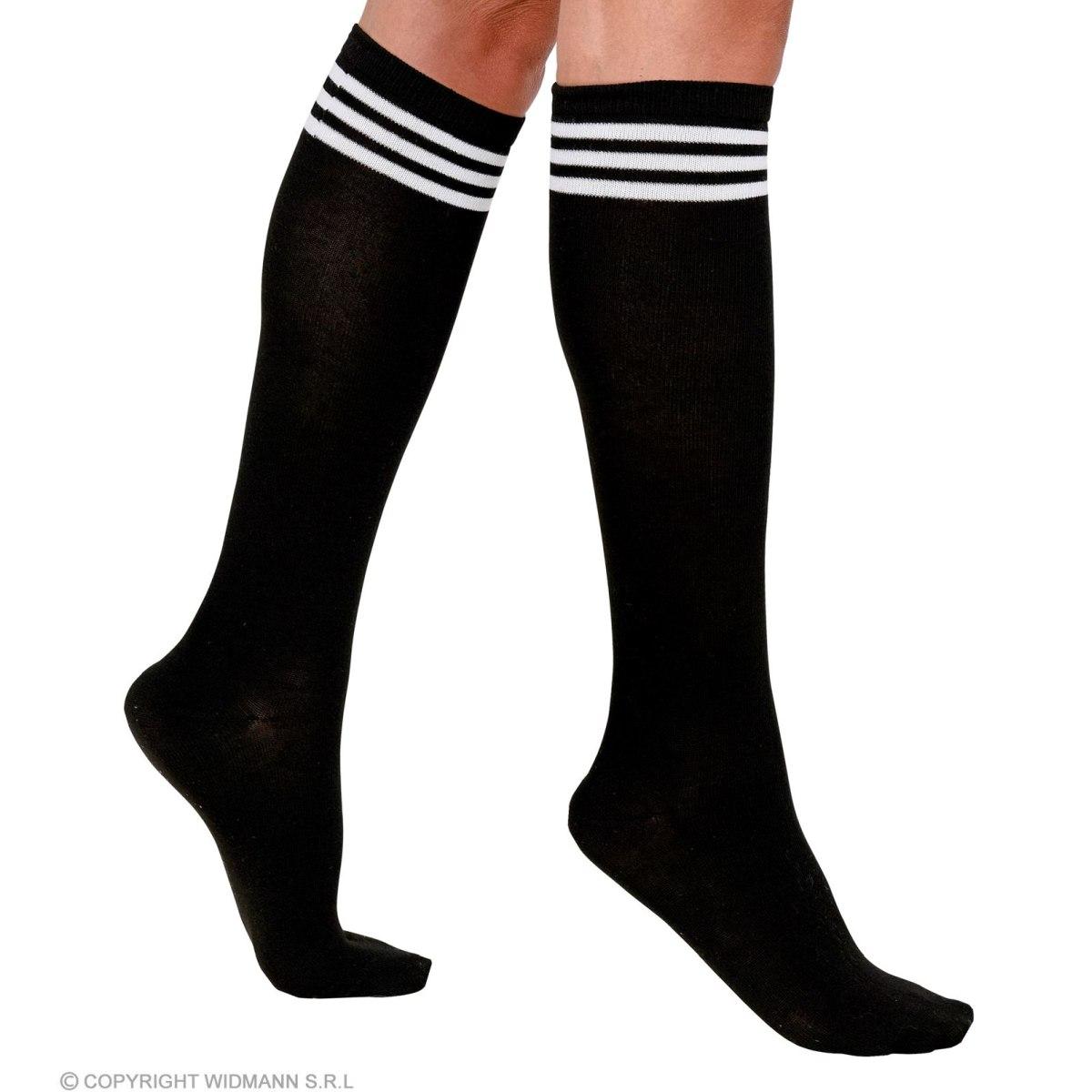 Calzini Atletici Neri a Righe Bianche |Widmann