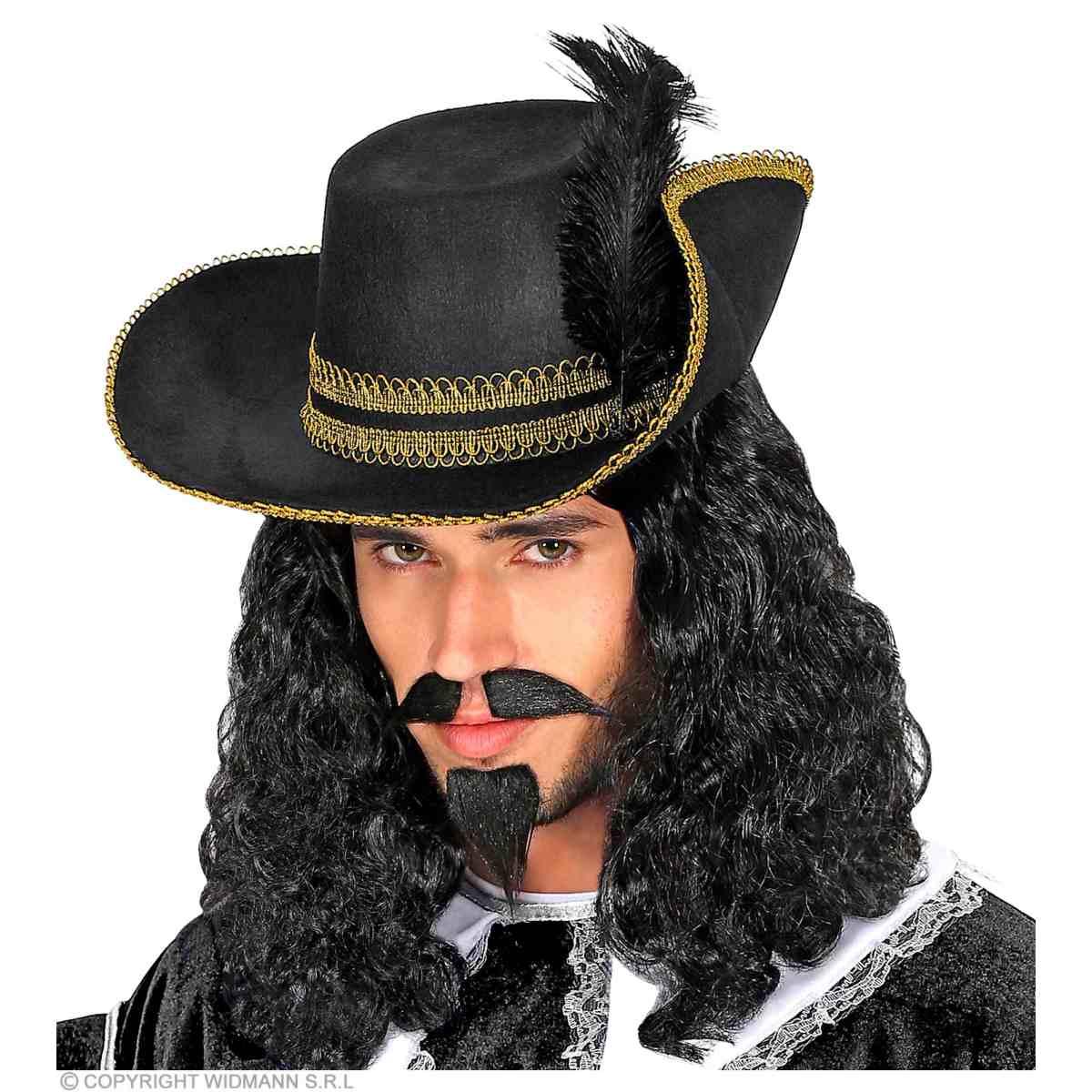 Cappello Moschettiere Nero con Piuma |Widmann
